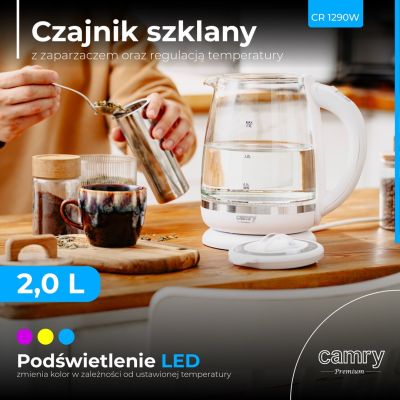 26. Czajnik elektryczny CAMRY CR 1290w biały