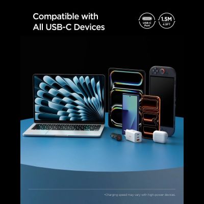 8. Kabel Spigen Essential EB10015CC USB-C / USB-C 100W 150cm - biały