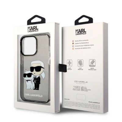 8. Etui Karl Lagerfeld Glitter Karl&Choupette na iPhone 14 Pro - czarne