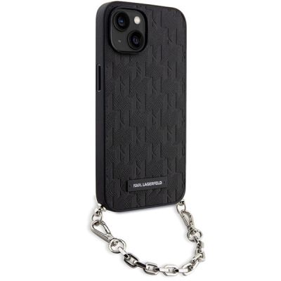 3. Etui Karl Lagerfeld Saffiano Monogram Chain na iPhone 14 - czarne