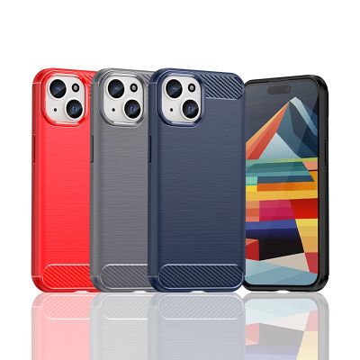 6. Elastyczne etui Carbon Case z wzorem karbon do iPhone 15 - niebieskie