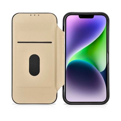 18. iCarer CE Premium Leather Folio Case skórzane etui iPhone 14 Plus z klapką magnetyczne MagSafe czarny (WMI14220715-BK)