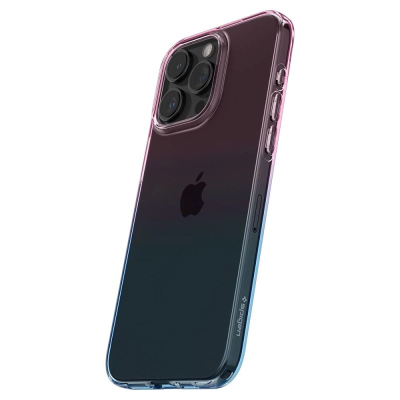 8. Etui Spigen Liquid Crystal na iPhone 15 Pro - różowo-niebieskie