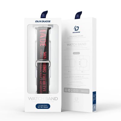 5. Dux Ducis Strap (Outdoor Version) pasek Apple Watch Ultra, SE, 9, 8, 7, 6, 5, 4, 3, 2, 1 (49, 45, 44, 42 mm) nylonowa opaska bransoleta czarno-czerwony
