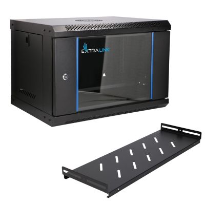 10. Extralink LITE 6U 530X400 WALL-MOUNTED RACKMOUNT CABINET BLACK Stojak wolnostojący/ścienny/podłogowy Czarny