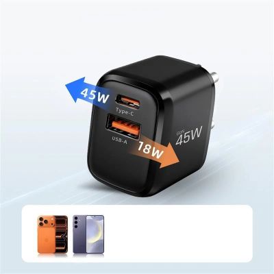 10. Ładowarka sieciowa Tech-Protect NCA45W-GAN 2-Porty 45W z kablem USB-C - czarna
