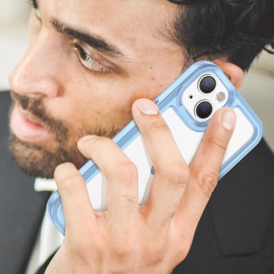 7. Outer Space Case etui iPhone 14 Plus sztywny pokrowiec z żelową ramką niebieski