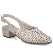 Sandały damskie metaliczne beżowe Rieker 47078-90