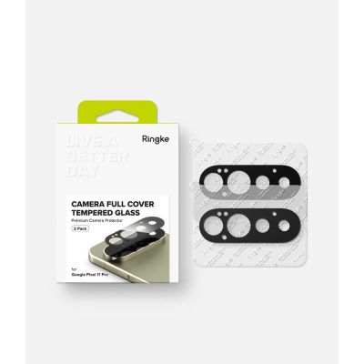 8. Osłona aparatu Ringke Tempered Glass Camera Full Cover 2-Pack na Google Pixel 11 Pro - czarna