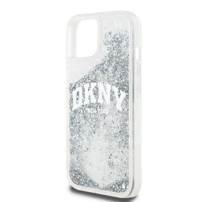 6. Etui DKNY Liquid Glitter Big Logo na iPhone 15 / 14 / 13 - białe