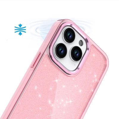 7. Etui Glitter Case na iPhone 16 Pro - różowe z brokatem