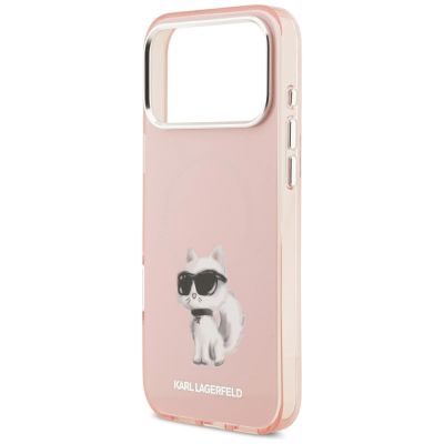 6. Etui Karl Lagerfeld IML Aquarelle Choupette & Logo MagSafe na iPhone 17 Pro - różowe