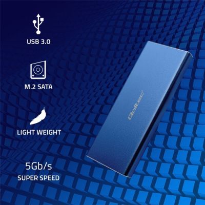 5. QOLTEC OBUDOWA NA DYSK M.2 SSD | SATA | NGFF | USB 3.0 | SUPER SPEED 5GB/S | 2TB | NIEBIESKI