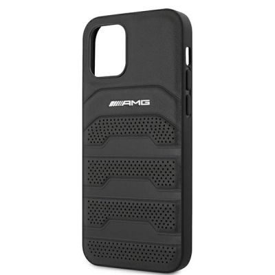 6. Etui AMG Leather Debossed Lines na iPhone 12 mini - czarne