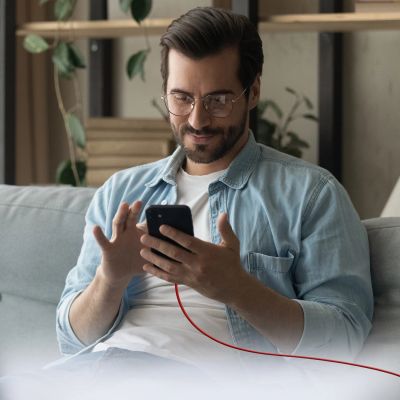 4. Kabel SBS TECABLETISSUETCCR USB-C - USB-C 1,5m 60 W w oplocie - czerwony