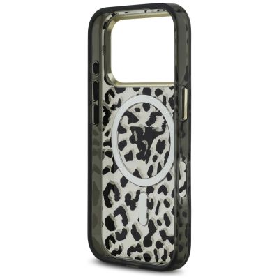 7. Etui Guess Leopard Glitter MagSafe na iPhone 17 Pro - czarne