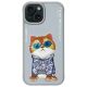 Etui Nimmy Glasses Cool Cat na iPhone 15 - szare