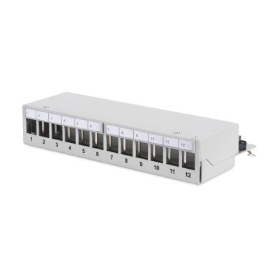 2. Panel krosowy modularny desktop 12x keystone, ekranowany, szary, prowadnica kabli, pola opisowe