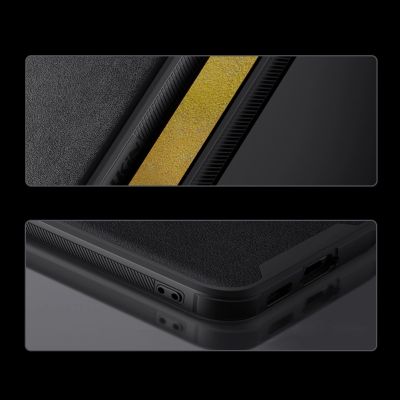 13. Nillkin CamShield Leather S Case etui Samsung Galaxy S23+ pokrowiec z osłoną na aparat czarne