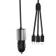 10. Dudao 3w1 ładowarka samochodowa USB 3,4 A wbudowany kabel Lightning / USB Typ C / micro USB czarny (R5ProN black)
