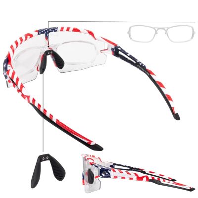 2. Okulary rowerowe Rockbros fotochromowe z ochroną UV i wkładką korekcyjną 14120008002 - wzór USA - białe