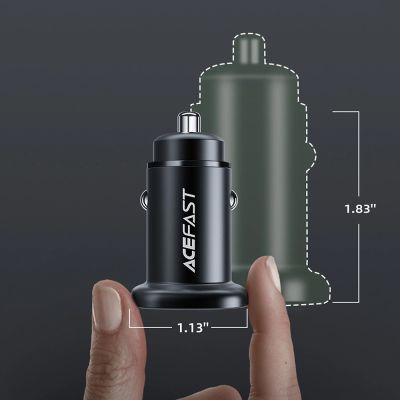 9. Acefast ładowarka samochodowa 38W USB Typ C / USB, PPS, Power Delivery, Quick Charge 3.0, AFC, FCP czarny (B1 black)