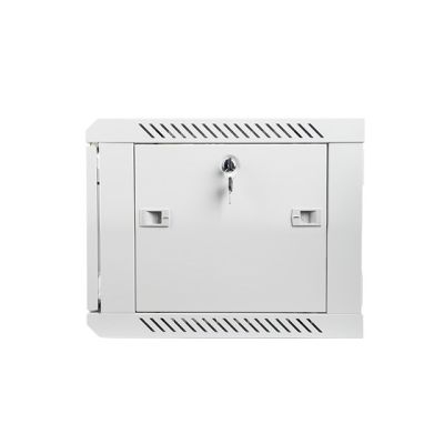 8. Szafa jednosekcyjna, zamykana na zamek Lanberg WF01-6406-10S (6U; 368mm / 600mm / 450 mm; wisząca; Szklane; 19''; kolor szary)