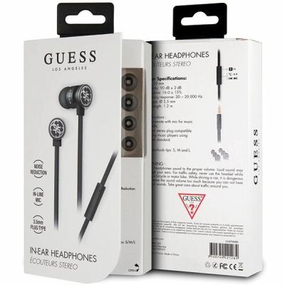 2. Słuchawki przewodowe Guess GUEPWIBK 3,5mm - czarno-srebrny