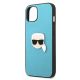 6. Etui Karl Lagerfeld Leather Ikonik Karl's Head Metal na iPhone 13 mini - niebieskie