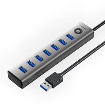 Hub Orico CL7U-U3 7x USB-A 3.0 + USB-C 5V/3A 1m - szary