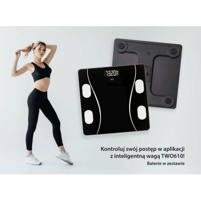 9. ELDOM INTELIGENTNA WAGA OSOBOWA TWO610 ILIIE DO 180 KG, WSKAŹNIK BMI ,BMR,LBM APLIKACJA KOMPATYBILNA Z SYSTEMAMI ANDROID ORAZ