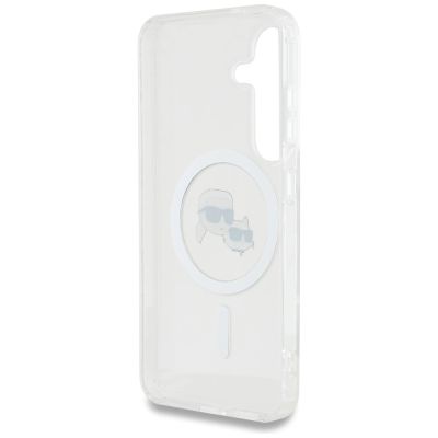 7. Etui Karl Lagerfeld Button Karl & Choupette Heads Printed Logo MagSafe Samsung Galaxy S25 biały