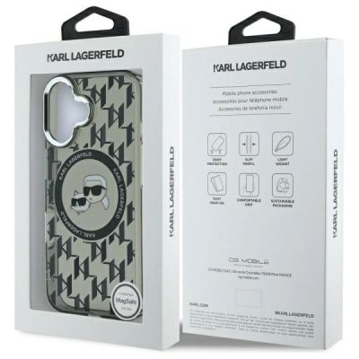 8. Etui Karl Lagerfeld IML Monogram Karl & Choupette Head MagSafe na iPhone 16 - czarne