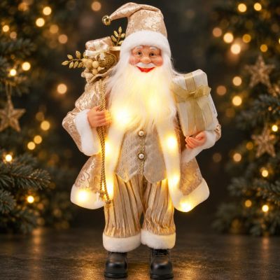7. ŚWIĘTY MIKOŁAJ DEKORACYJNY 60CM ZŁOTY LED