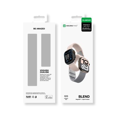 10. Zestaw 2 pasków AMAZINGTHING Blend Band do Apple Watch 45 / 46 / 49 mm - różowo-szary / różowy