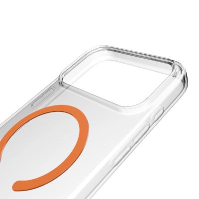 7. Etui Puro Lite Mag TPU+PC kompatybilne z MagSafe na iPhone 17 Pro - przezroczyste z pomarańczowym pierścieniem