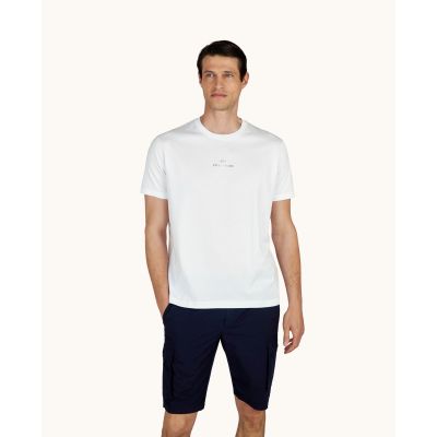 Paul&Shark T-shirt bawełniany męski biało-złoty 99311008-10E - klasyczny krój, logo