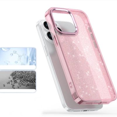 8. Etui Glitter Case na iPhone 16 Pro - różowe z brokatem