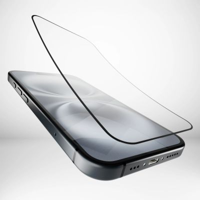 4. Szkło hybrydowe Puro Flexible Glass D3O z czarną ramką do iPhone 16 Plus / iPhone 15 Pro Max / iPhone 15 Plus
