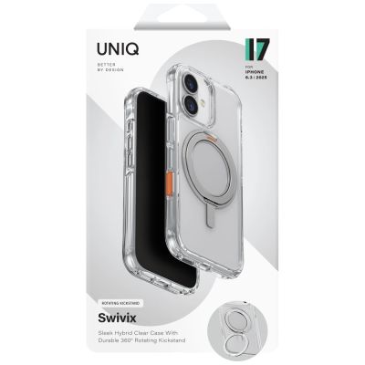 6. Etui UNIQ Swivix 360 Rotating Kickstand na iPhone 17 - przezroczyste