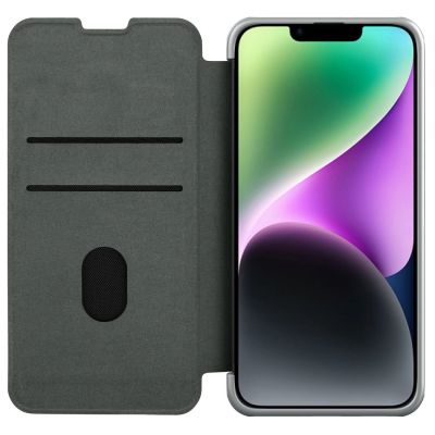 3. Nillkin Qin Cloth Pro Case etui do iPhone 14 Plus osłona na aparat kabura pokrowiec obudowa z klapką szary