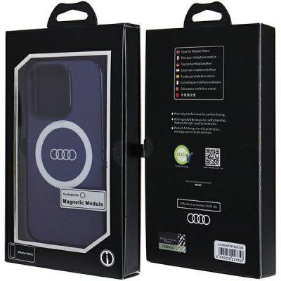 7. Etui Audi IML Big Logo MagSafe na iPhone 14 Pro - niebieskie