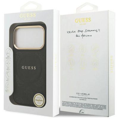 8. Etui Guess Peony Hot Stamp MagSafe na iPhone 17 Pro - czarne
