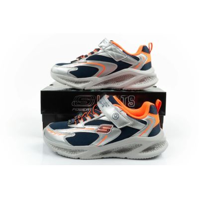 10. Skechers  buty sportowe dziecięce Glow Strider LED dla chłopca srebrne
