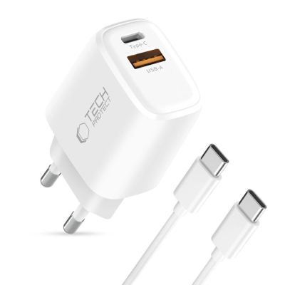 2. Ładowarka sieciowa Tech-Protect NCA45W-GAN 2-Porty 45W z kablem USB-C - biała