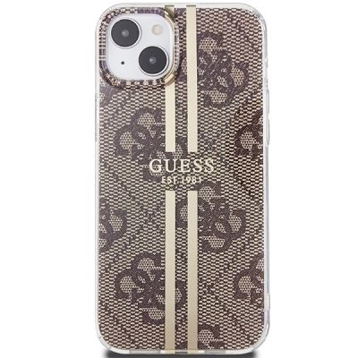 3. Etui Guess IML 4G Gold Stripe na iPhone 15 Plus / 14 Plus - brązowe