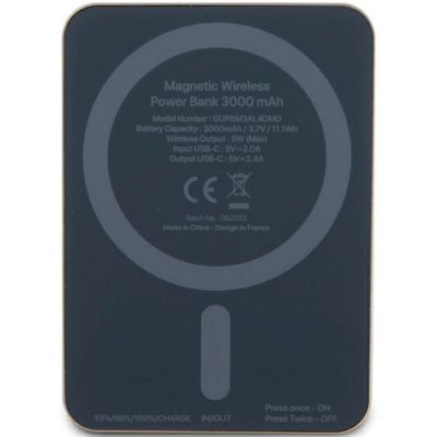 3. Powerbank indukcyjny Guess MagSafe Metal Script Logo 5W 3000mAh - złoty