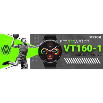 7. Smartwatch VELTORI VT160-1 Czarny Pasek Silikonowy