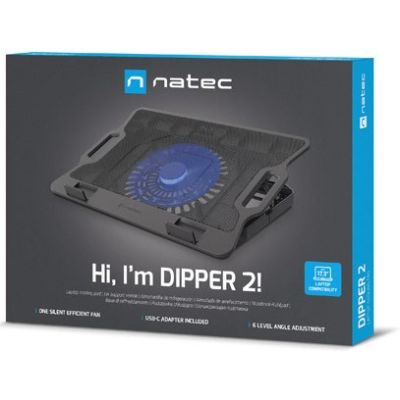 14. NATEC PODSTAWKA CHŁODZĄCA DIPPER 2 12.1-17.3'' Z WENTYLATOREM, PODŚWIETLENIE, USB