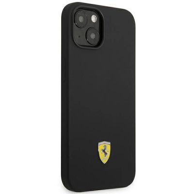 4. Etui Ferrari Silicone Metal Logo na iPhone 14 - czarne
